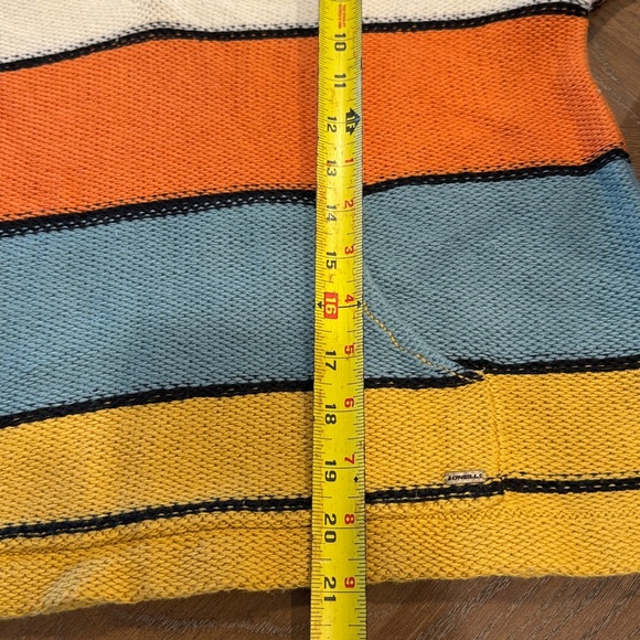 O'Neill V-Neck Striped Sweater in Cream, Orange, Blue, and Yellow - Picture 7 of 11